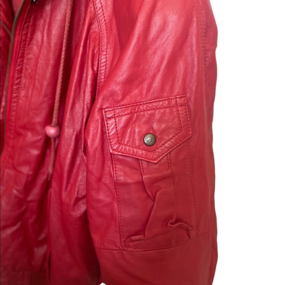 Vintage Red Leather Moto Jacket Size Medium - Picture 3 of 7